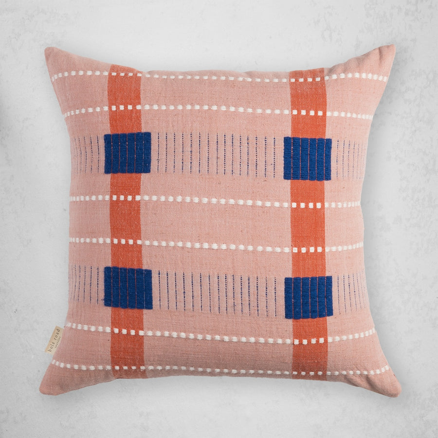 Massawa Pillow - Blush, Cobalt