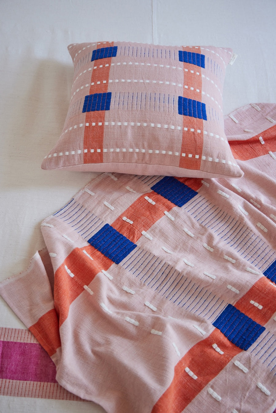 Massawa Pillow - Blush, Cobalt