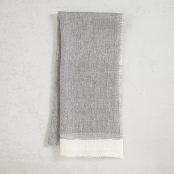 Linen Scarf - White / Gray