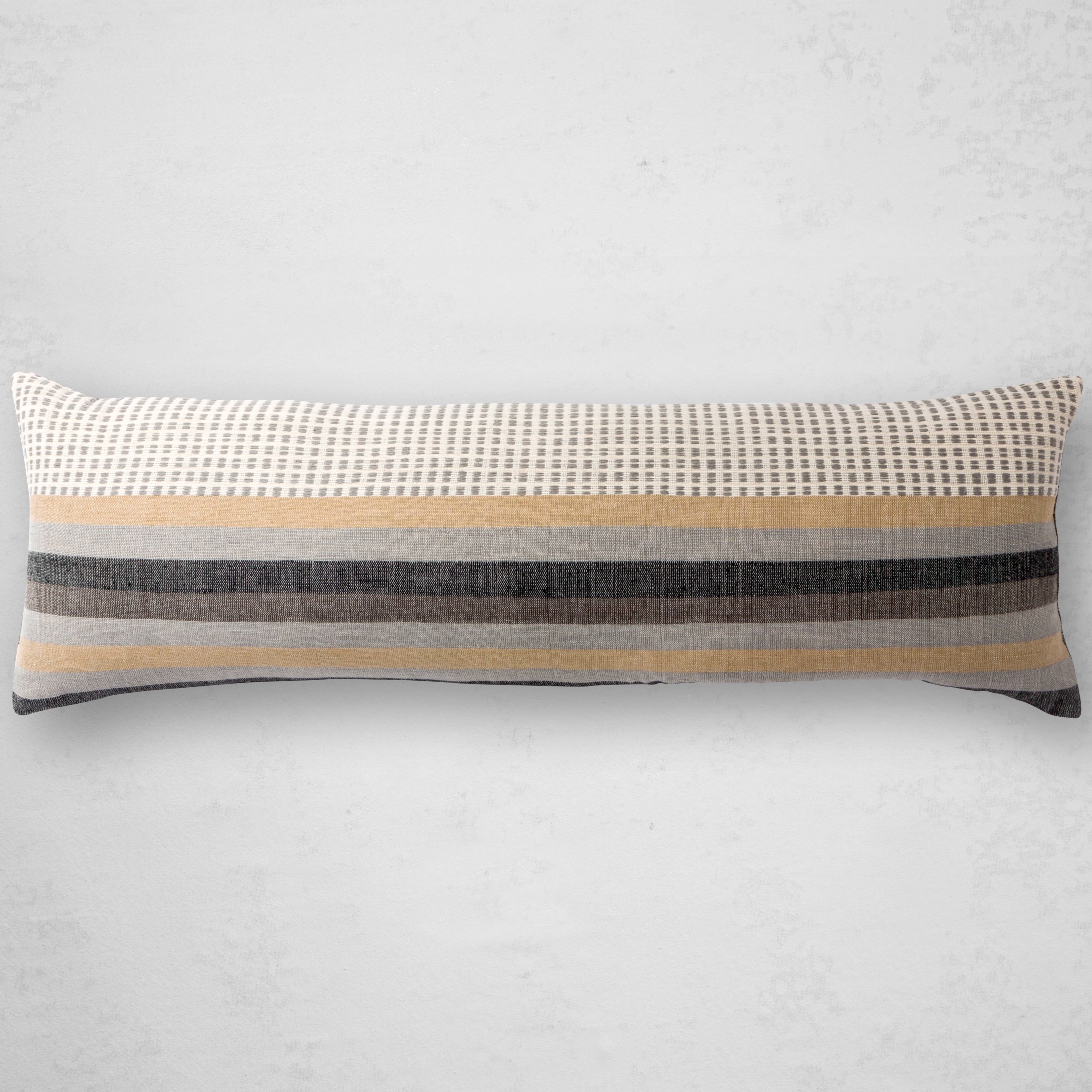 Gray and Tan Long Lumbar Throw Pillow Bolé Road Textiles